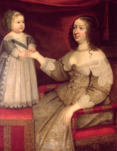 Anne of Austria with her son Louis XIV by French School